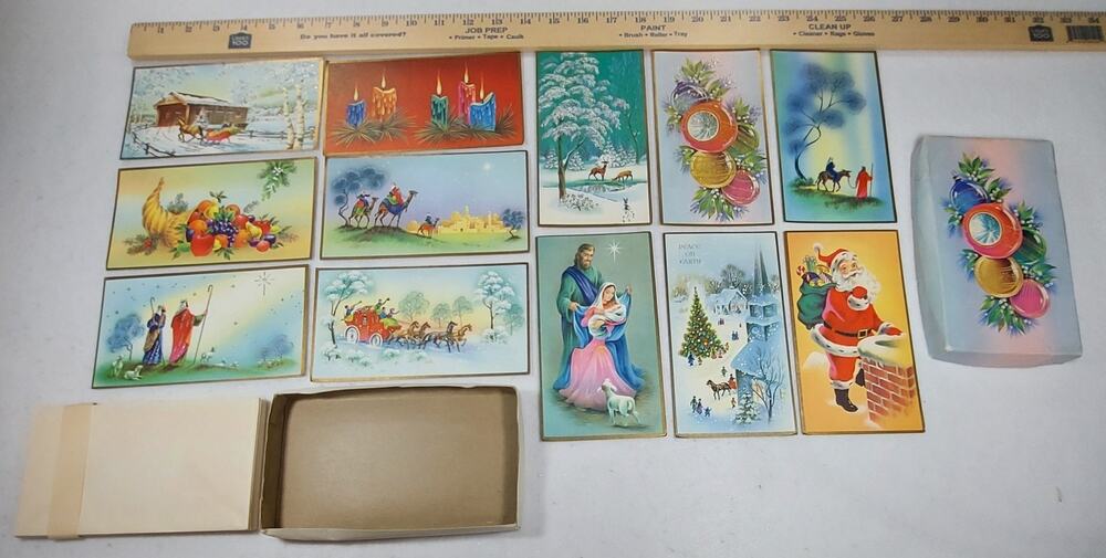 Vtg Art Guild of Williamsburg Christmas Cards Box Lot Unused 1950s Slim Jim MCM